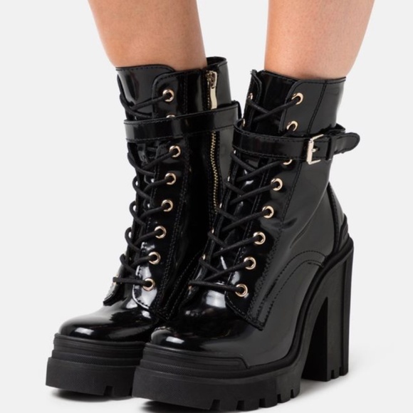 ALDO Uplift Heel - Chunky Heel Combat Boots - Picture 1 of 7